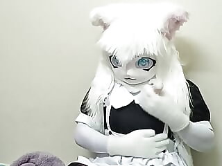 Kigurumi maid girl vibrates..