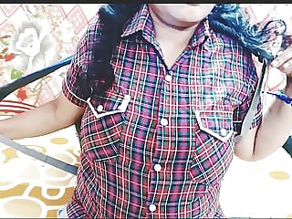 Indian school girl with step..