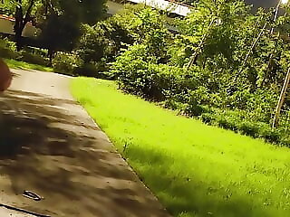 Nude walking in a greens on..
